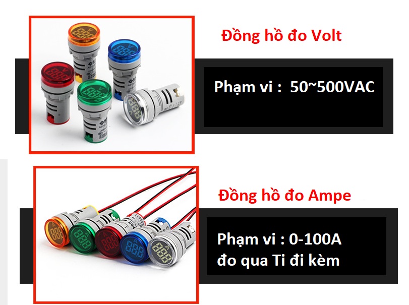 Combo of 5 Led Lights Displaying Voltage - Amperage, Non-22Mm