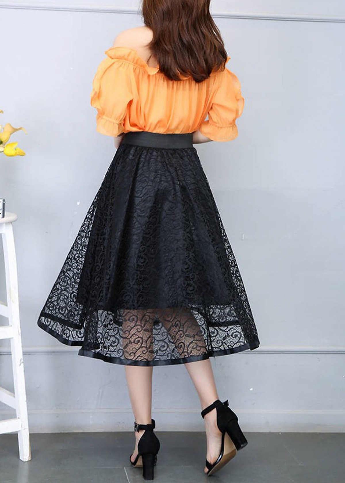 Chân Váy Xòe REN HOA thời trang