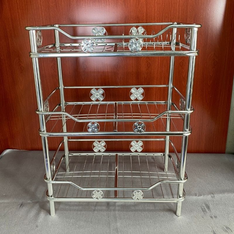 Trạn inox 3 tầng bát đĩa 201 siêu dầy hoa trạn cốc chén 3 tầng 50,60,70 cm nhuavietnhat