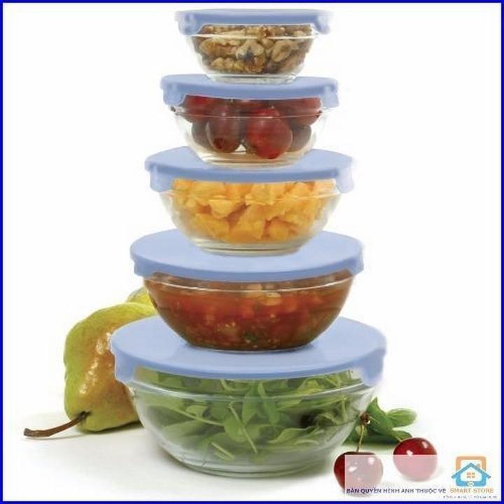 BỘ 5 BÁT THỦY TINH CAO CẤP CÓ NẮP