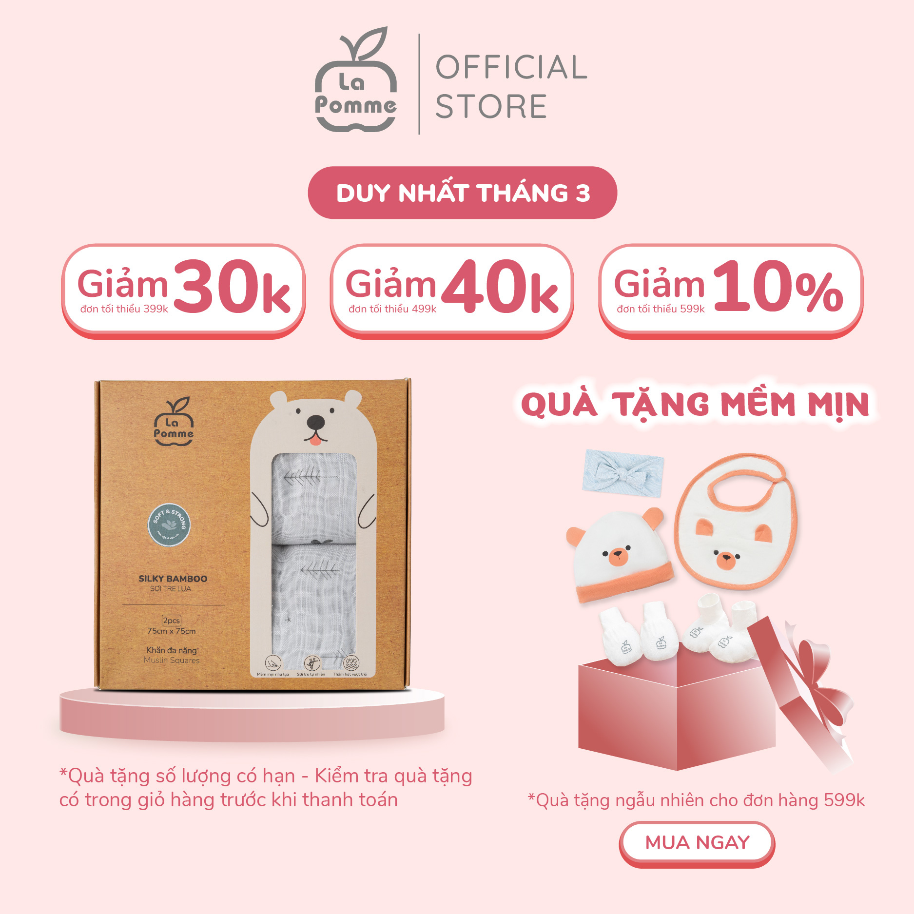 K002 Set 2 khăn sữa sợi tre lụa La Pomme - 75x75cm Hươu