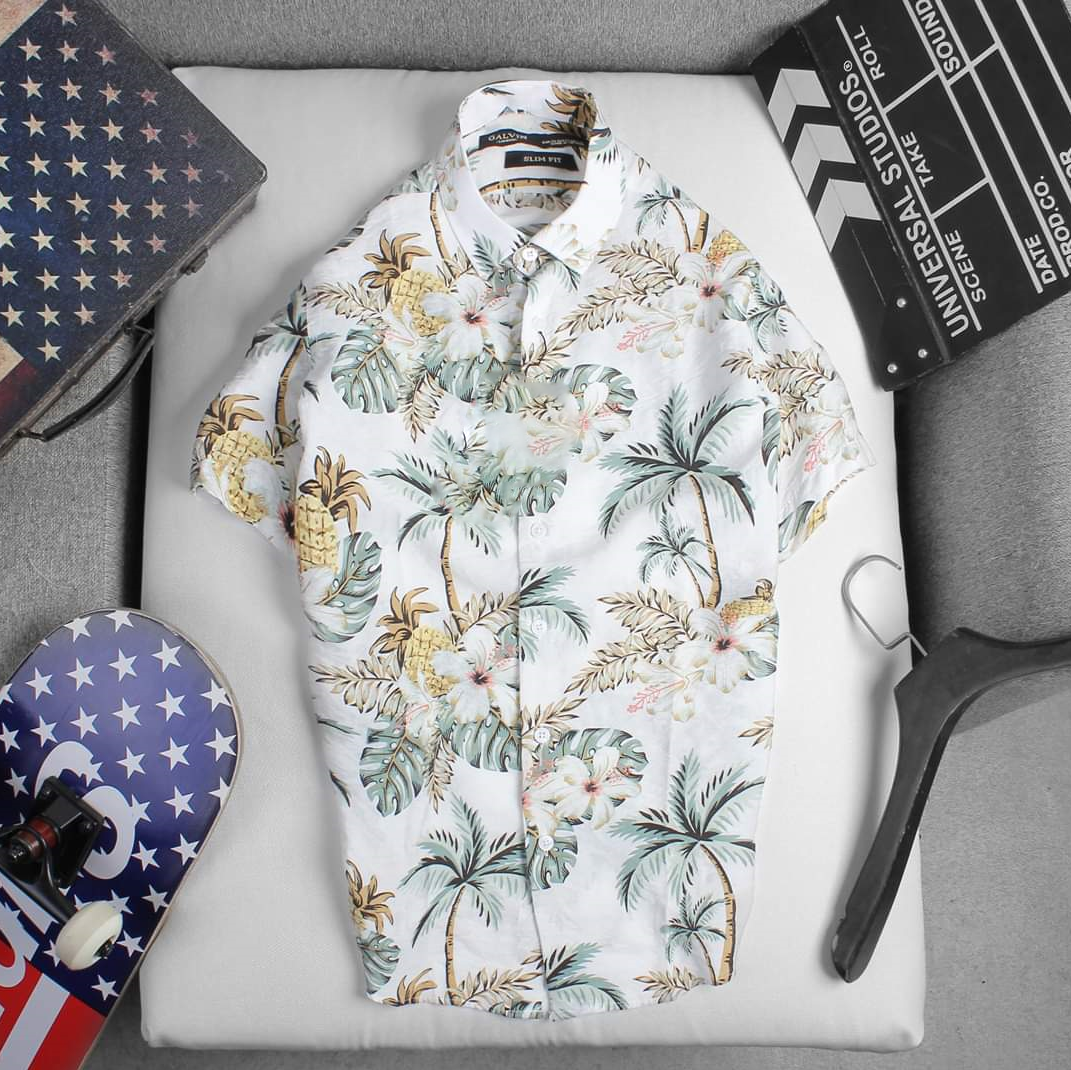 [HCM]Áo sơ mi đi biển áo hawaii hoa lá cây - ALC52