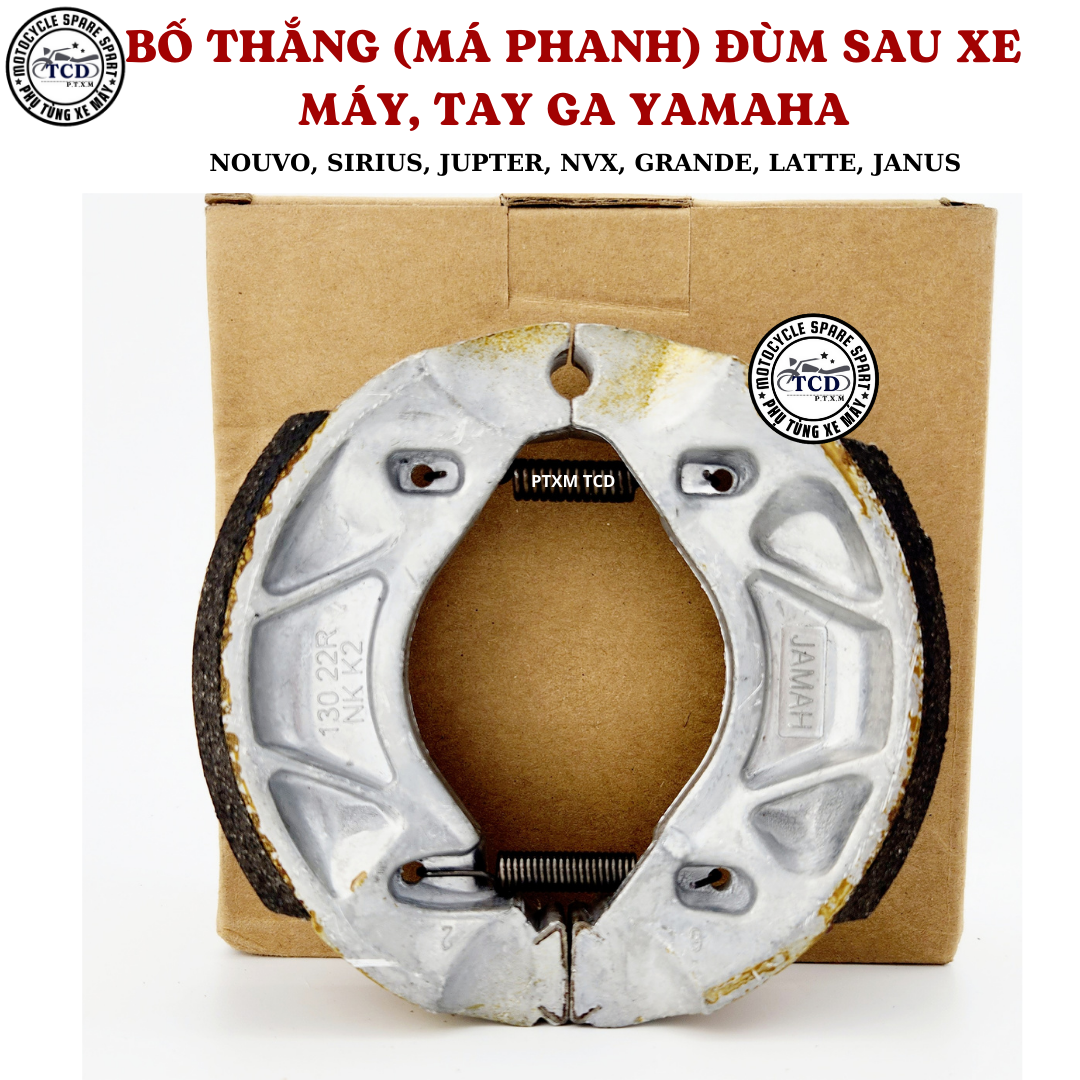 BỐ THẮNG (MÁ PHANH) ĐÙM SAU XE MÁY, TAY GA YA NOUVO, SIRIUS, JUPTER, NVX, GRANDE, LATTE, JANUS
