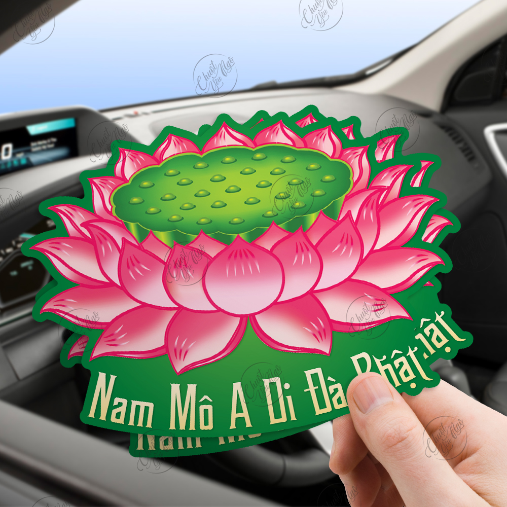Miếng dán quan âm bồ tác decal trang trí đầu xe máy hình phong thủy cầu may mắn