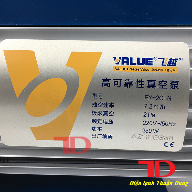 Máy hút chân không Value FY-2C-N, bơm hút chân không cho máy lạnh, điều hòa, Điện Lạnh Thuận Dung