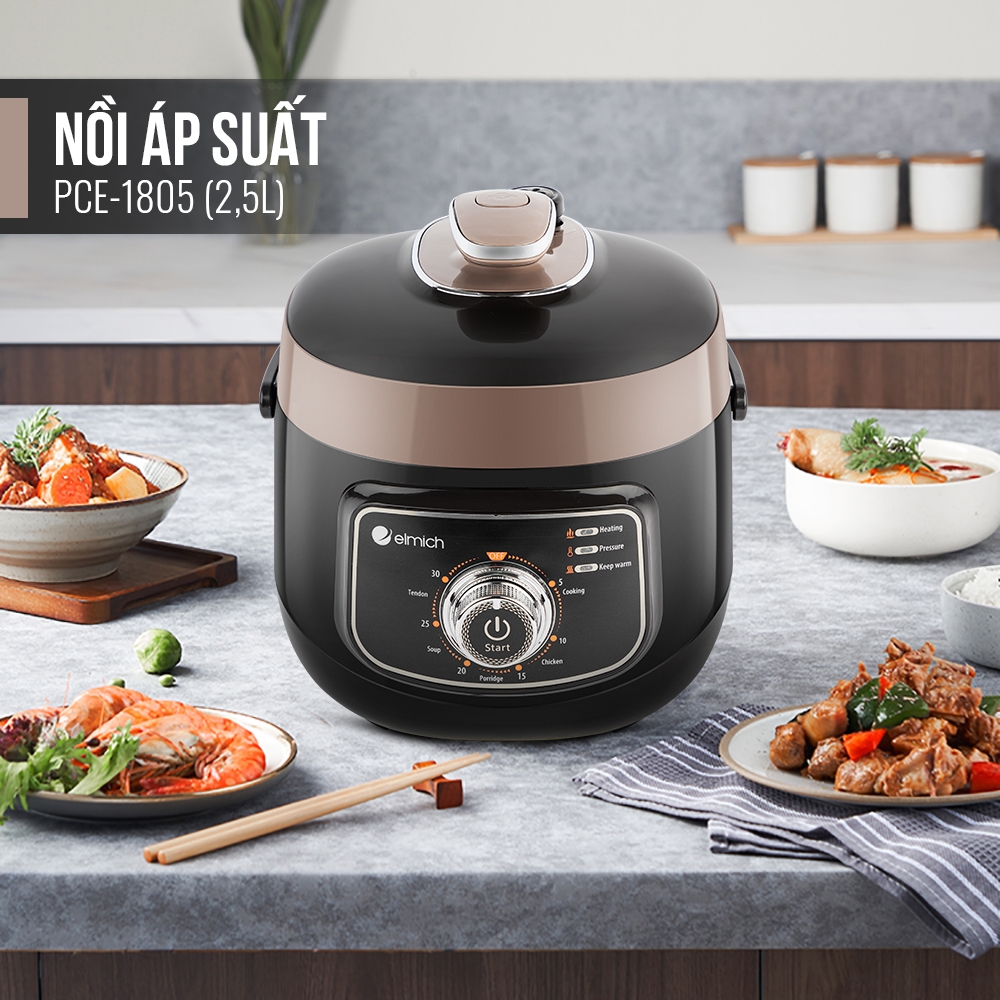Nồi áp suất Elmich PCE-1805 (Dung tích 2,5L - Công suất 650W - Màu Nâu)