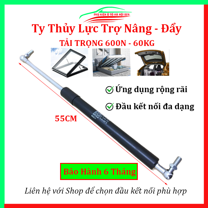 1 Chiếc ty thủy lực dài 55cm tải trọng 600N - 60kg, ben hơi hỗ trợ chống cửa công nghiệp