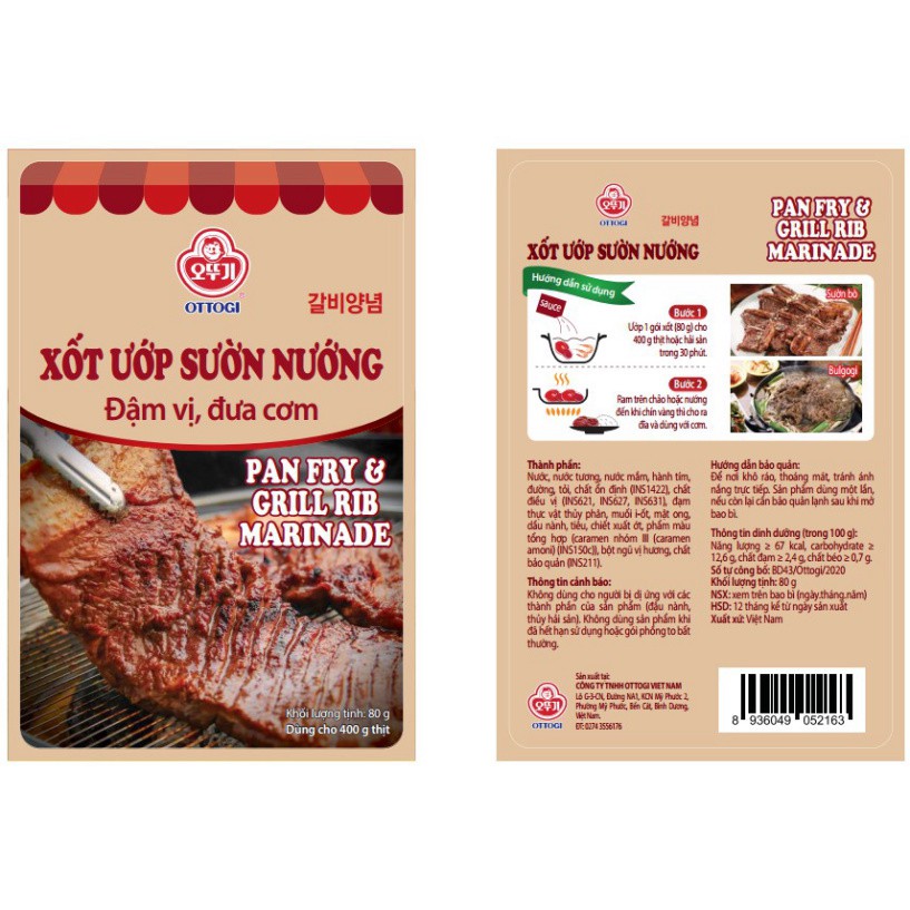 [FREESHIP️] - Xốt Ướp Sườn Nướng Ottogi 80g