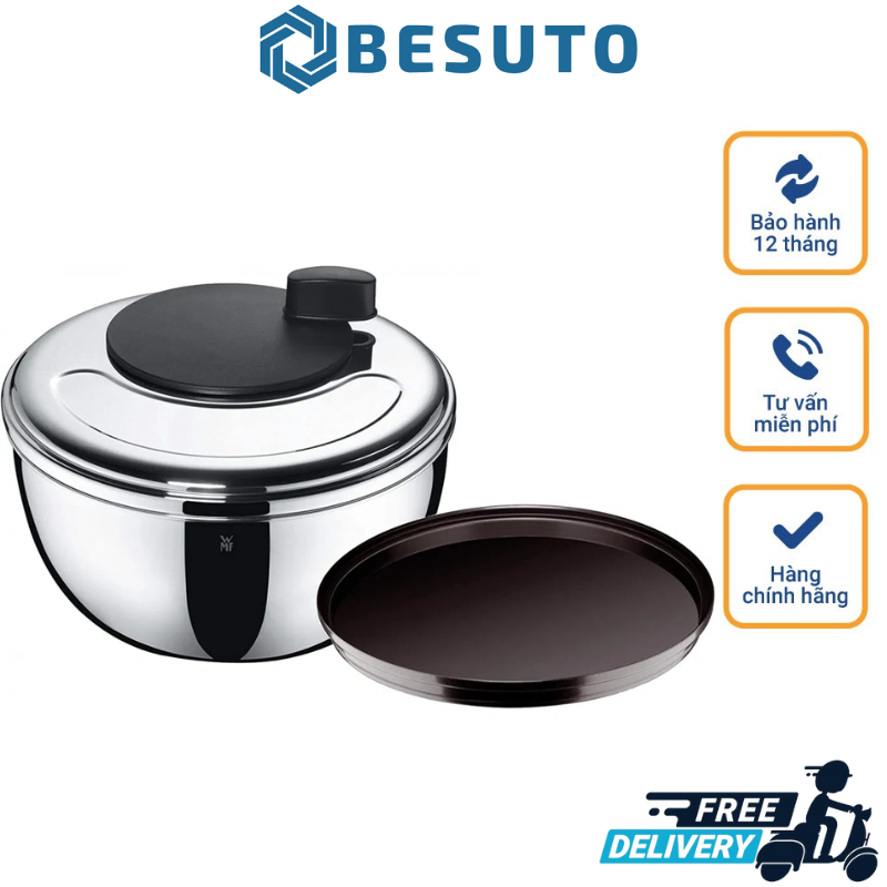 Bộ rổ quay rau inox wmf, rổ rau kèm âu trộn salad tiện dụng, chất liệu thép không gỉ, đường kính 24cm, nhập đức
