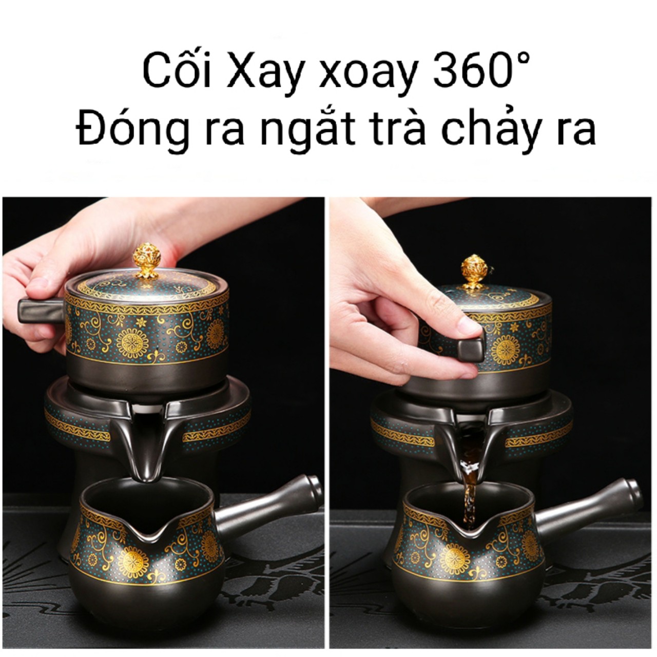 (CÓ SẴN) Bộ Ấm Chén Pha Trà Cối Xay (bao gồm 1 ấm trà, 6 chén trà và 1 bộ cối xay)