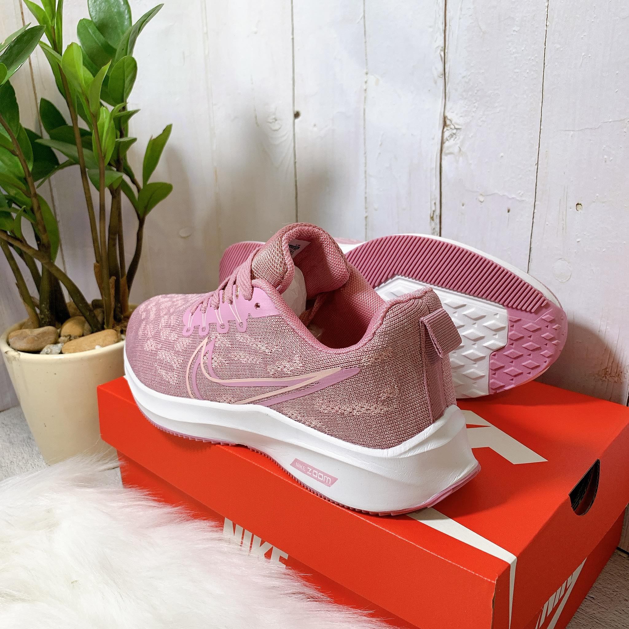 [HCM]Giày sneaker đế cao nữ hồng full - kèm hộp