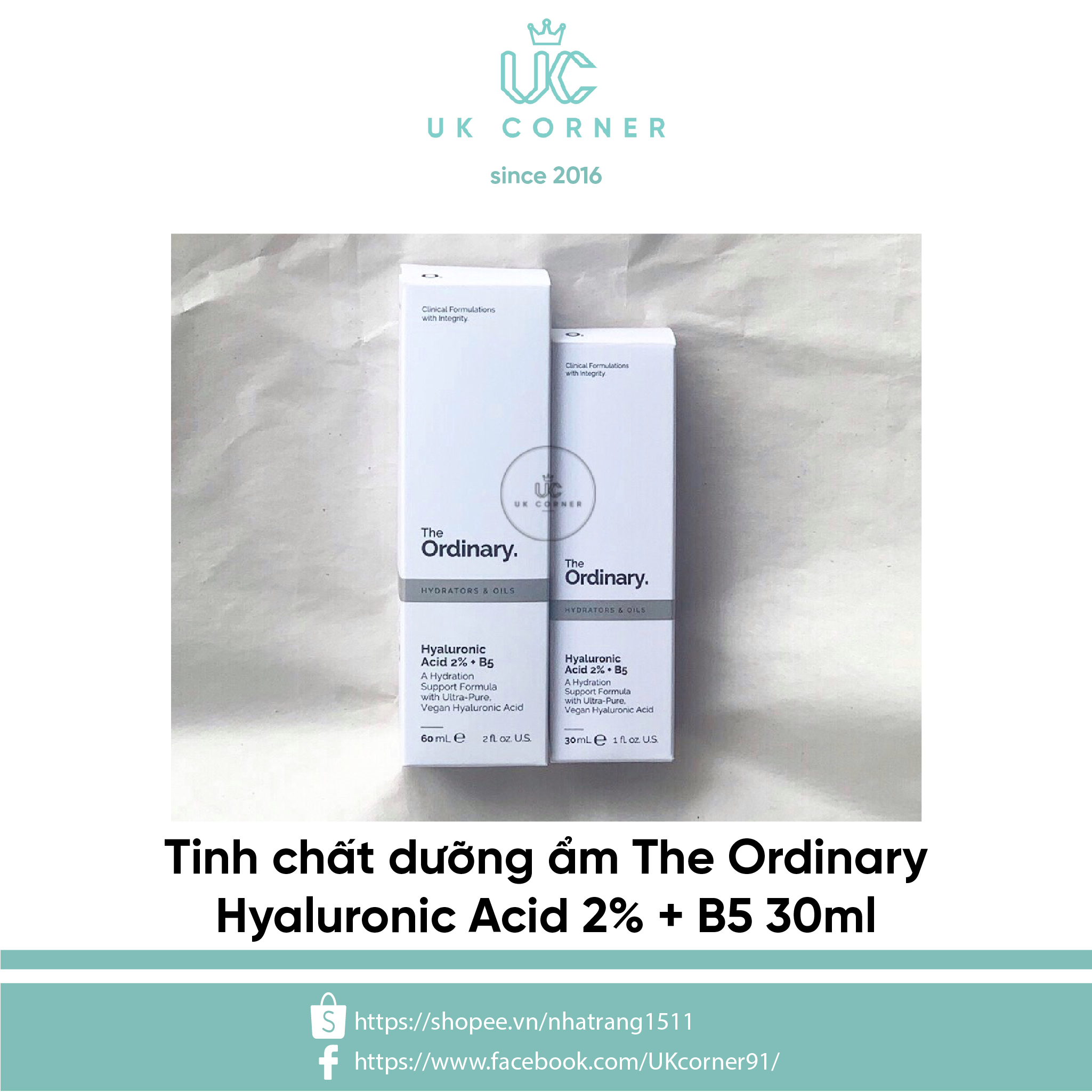 [Serum] HA + B5 Tinh chất The Ordinary Hyaluronic Acid 2% + B5