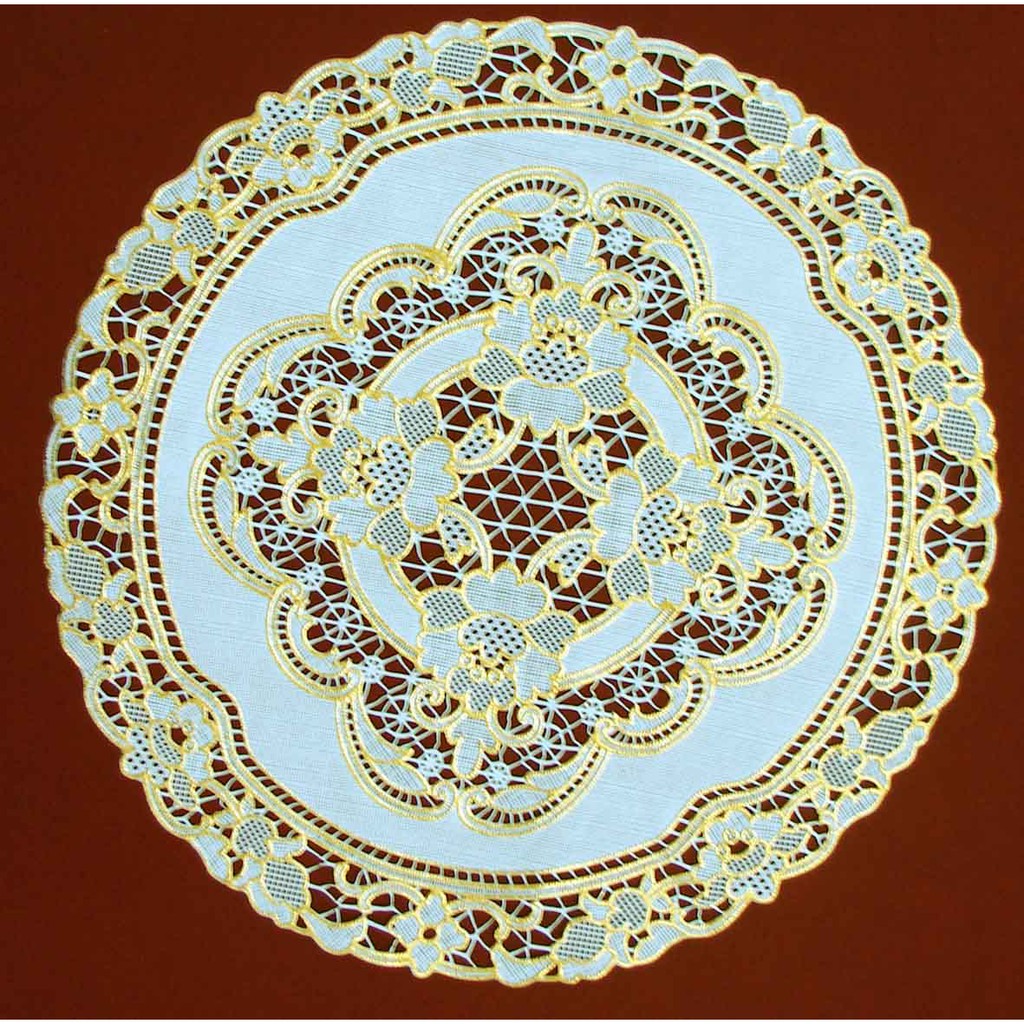 Khăn lót trang trí hình tròn nhũ vàng 25cm Towa Nhật Bản