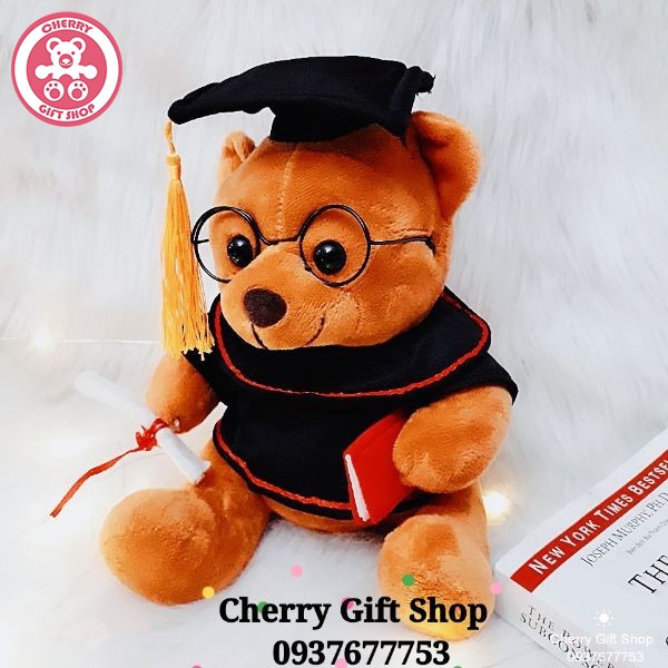 Gấu bông tốt nghiêp gấu bông cử nhân lông mịn 25cm