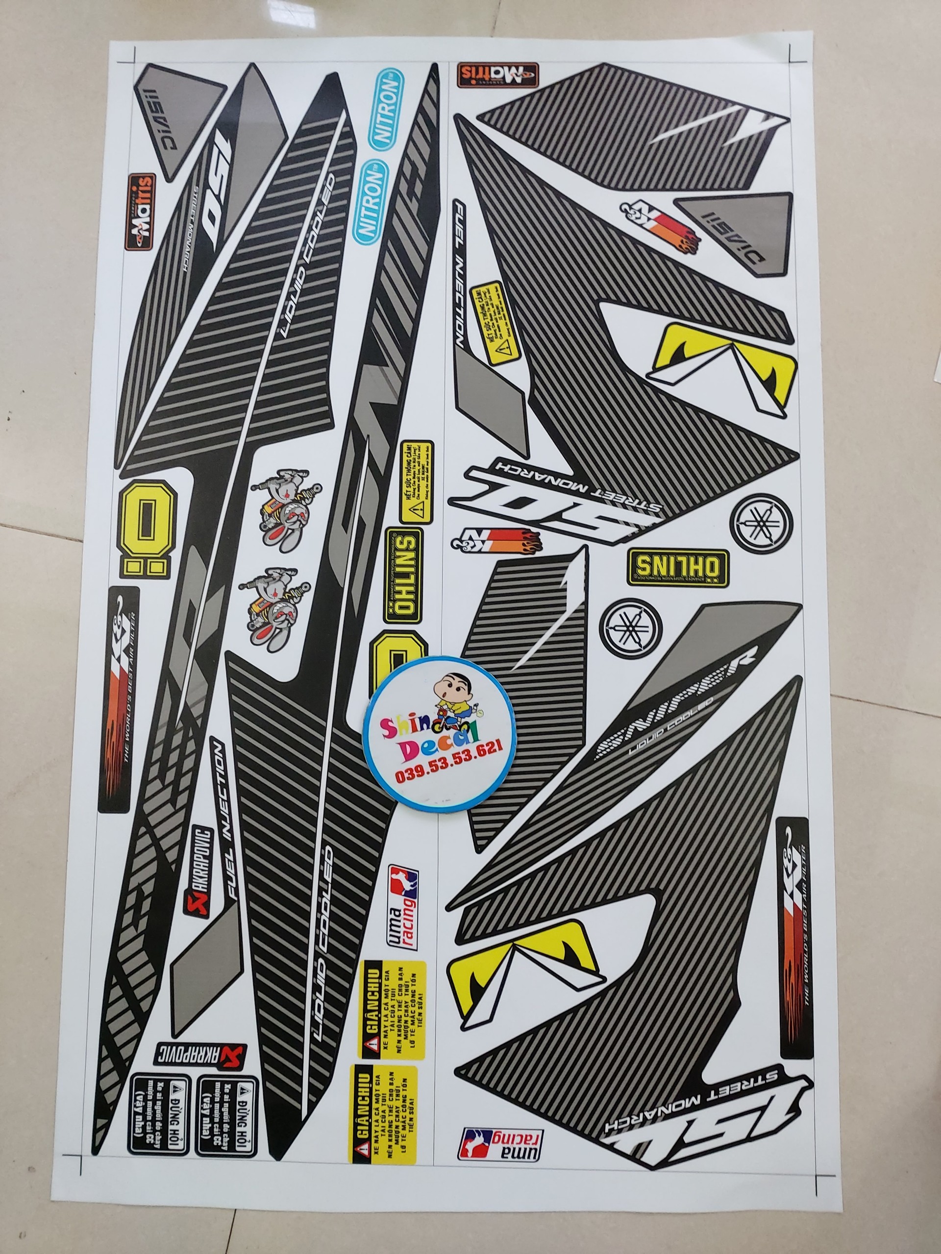 Tem exciter 150 snip sọc tặng kèm logo