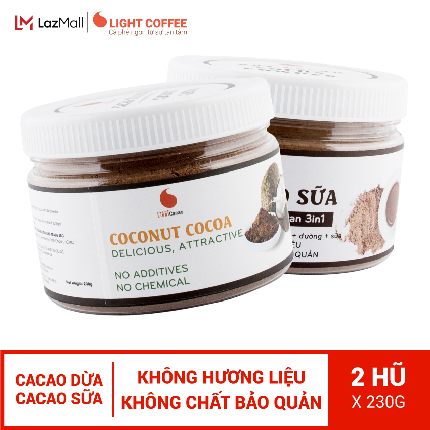 Combo 1 hũ Bột cacao sữa đậm đà thơm ngon và 1 hũ Cacao sữa dừa đặc biệt