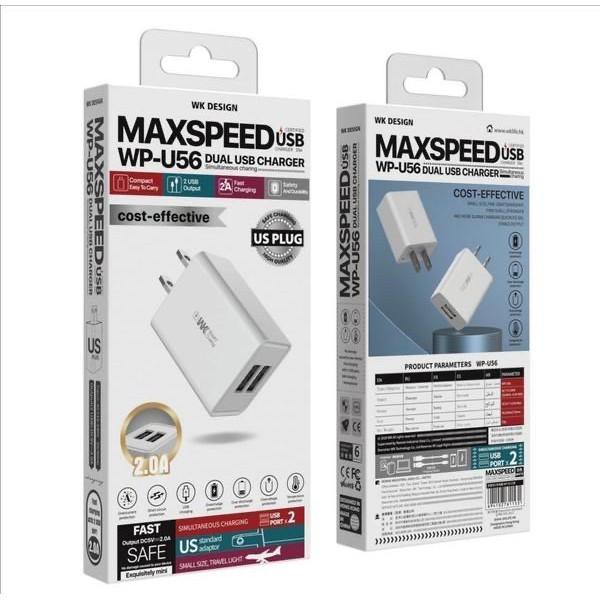Bộ Sạc Nhanh Iphone 2 Cổng USB MaxSpeed WK-U56