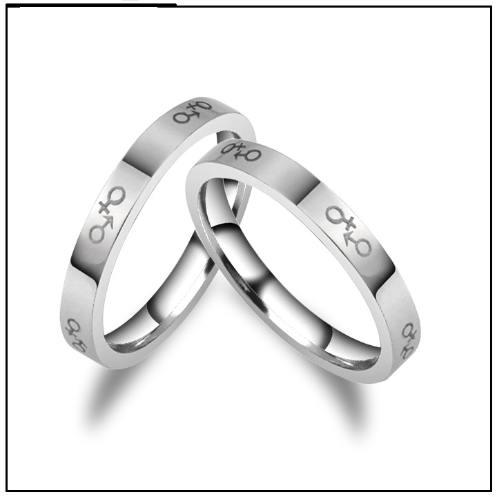 1 Chiếc Nhẫn Cặp Inox Khắc ký hiệu cao cấp không đen SuSuNC