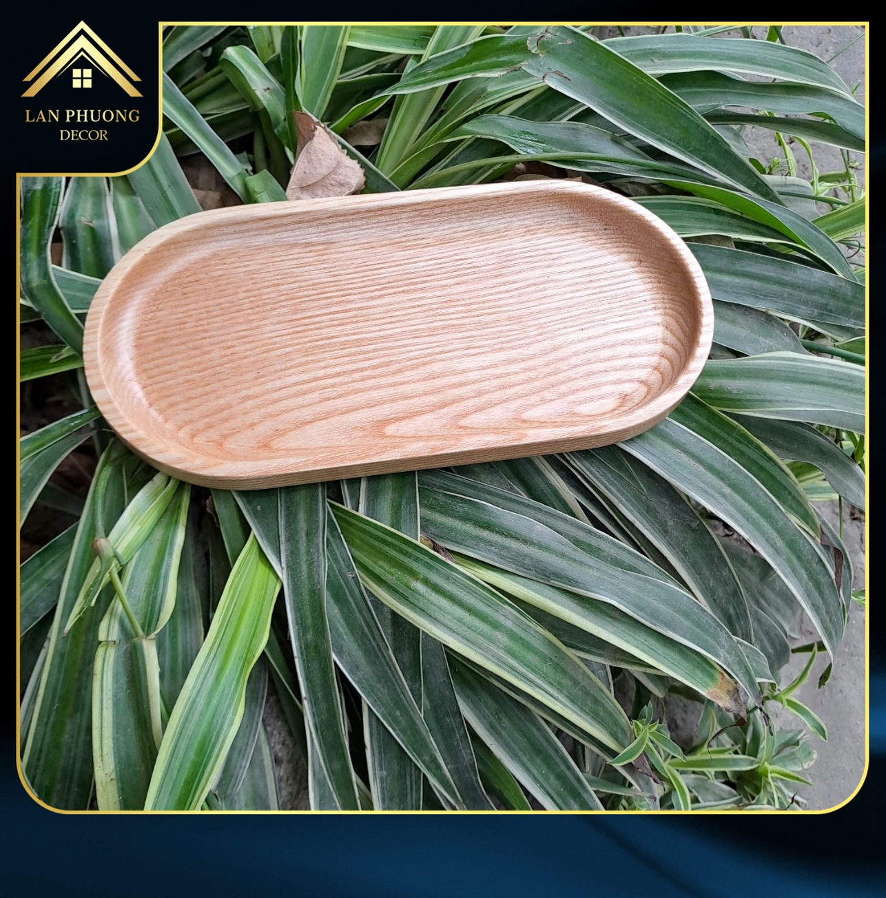 Khay gỗ tự nhiên decor hình bầu dục