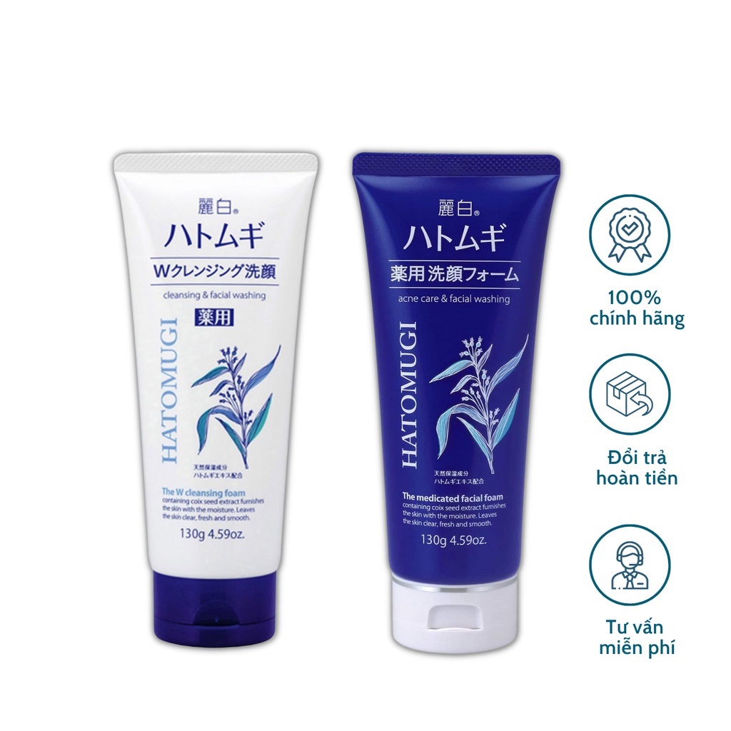 Sữa rửa mặt trắng da Hatomugi Cleansing Foam hạt Ý Dĩ 130g