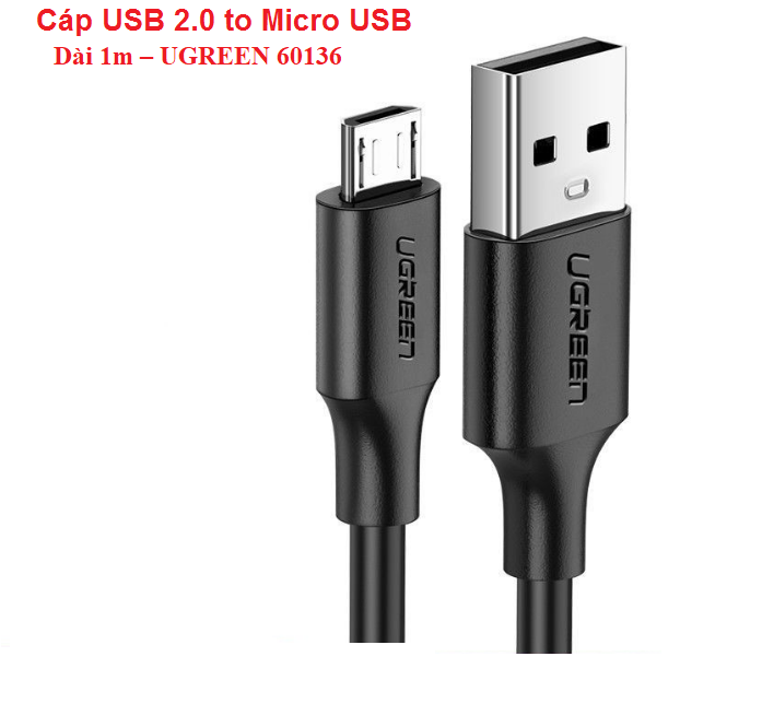 Cáp sạc USB 2.0 to Micro USB UGREEN (60134 0.25m,60135 0.5m,60137 1.5M, 60138 2M,60827 3m) Chính Hãng