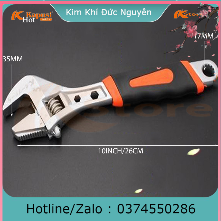 Mỏ lết đa năng kapusi japan k-0402 10inch/26cm, mỏ lết vặn đai ốc - mở ống nước kim khí đức nguyên