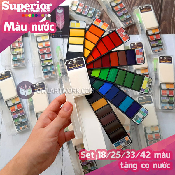Màu Nước Dạng Nén Superior – Set 18 màu