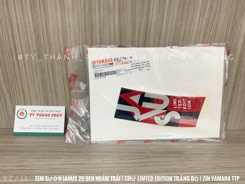 Tem sườn Janus 2020 Đen Nhám Trái ( chử Limted Edition Trắng Đỏ ) - ( 1 Miếng ) BJ7F179J1000