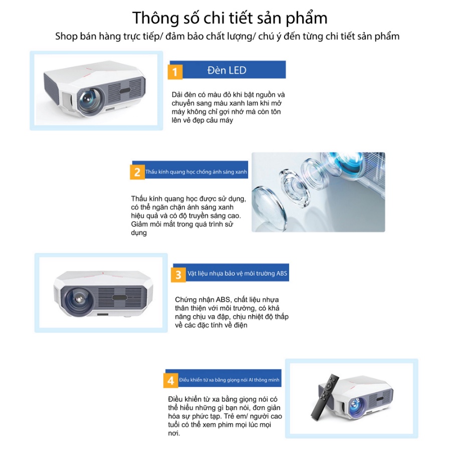 Máy Chiếu Mini A4300, Máy Chiếu Phim Tại Nhà, SONETS.