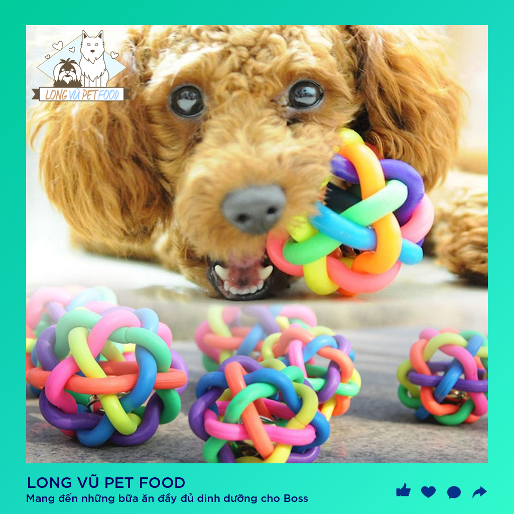 Bóng 7 sắc có chuông cho chó chơ, đồ chơi cho chó, đồ chơi cho mèo, đồ thú cưng