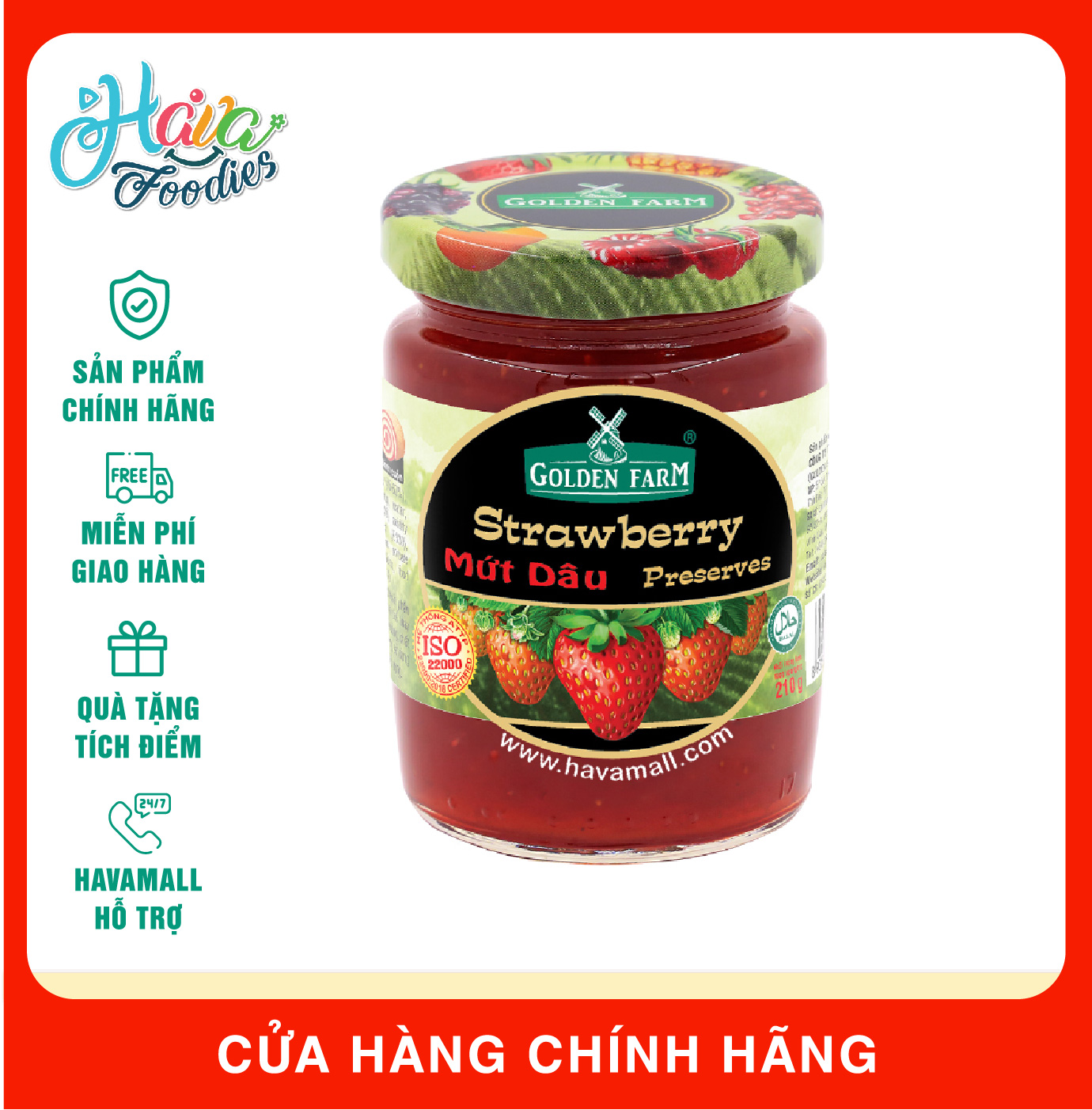 [HOÀN TIỀN MAX 10%][ HÀNG CÔNG TY ] Mứt Dâu Cao Cấp Golden Farm - Strawberry Jam