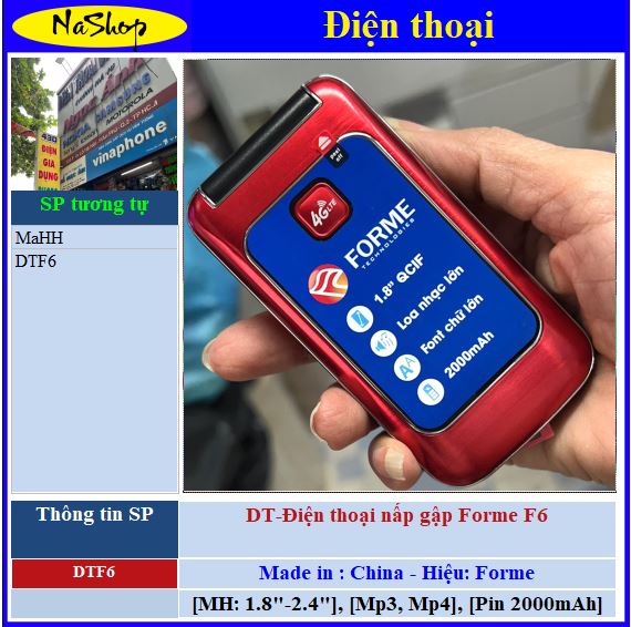 NaShop - Điện thoại Forme nấp gập F6, DTH