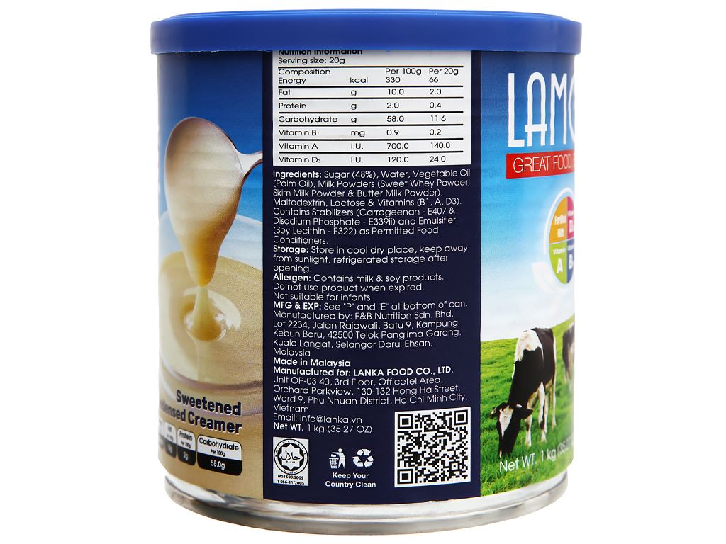 Sữa đặc có đường Lamosa 1000gr