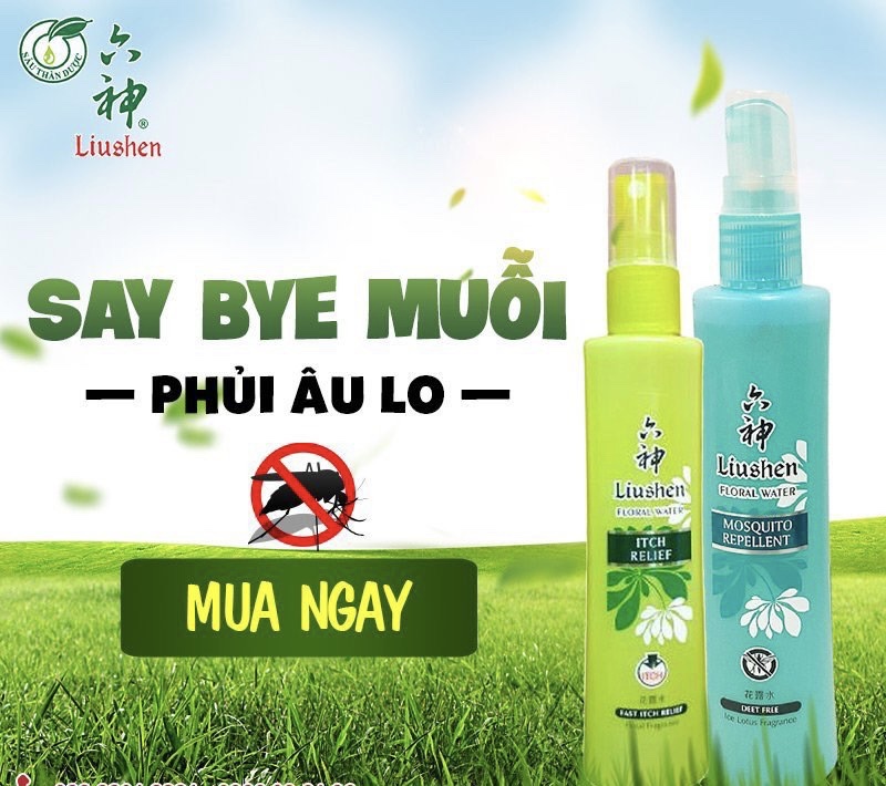 Combo liushen chai xịt chống muỗi đốt 180ml và chai xịt chống ngứa 80ml