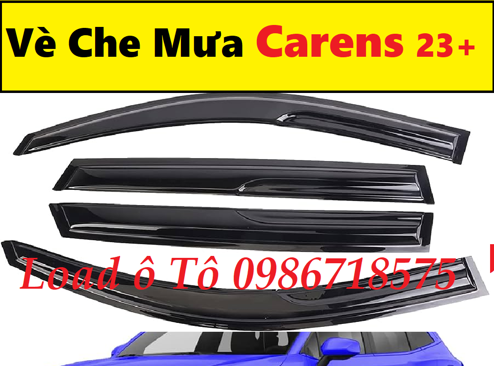 Vè che mưa xe kia carens 2023 vè đen cao cấp, bộ 04 thanh vè che mưa sẵn keo dán 3m