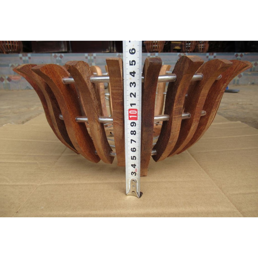 CHẬU LAN GỖ CĂM XE - SIZE 30CM - MẪU ĐÀI SEN