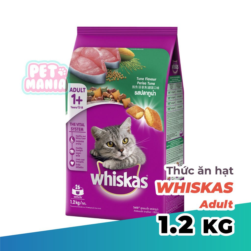 Thức Ăn Cho Mèo, Hạt Cho Mèo - Whiskas 1.2kg