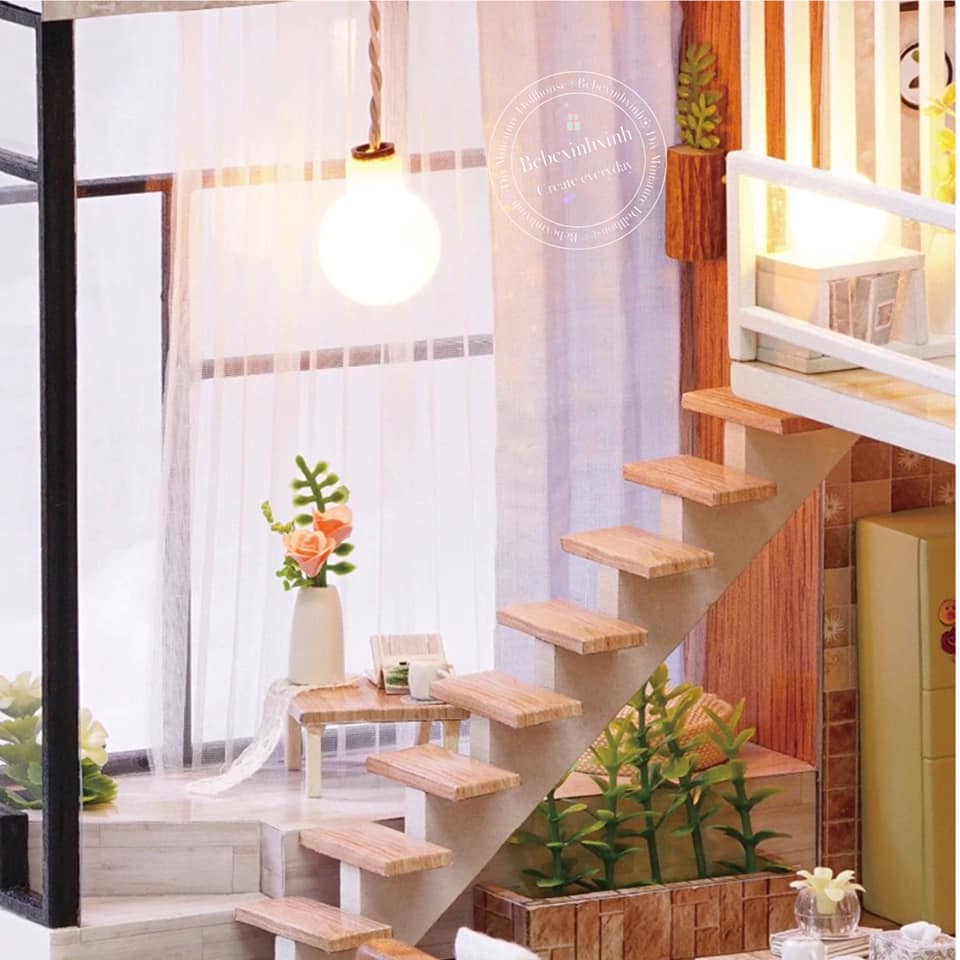 MÔ HÌNH NHÀ GỖ DIY Waiting for the time L020 (Tặng mica che bụi)