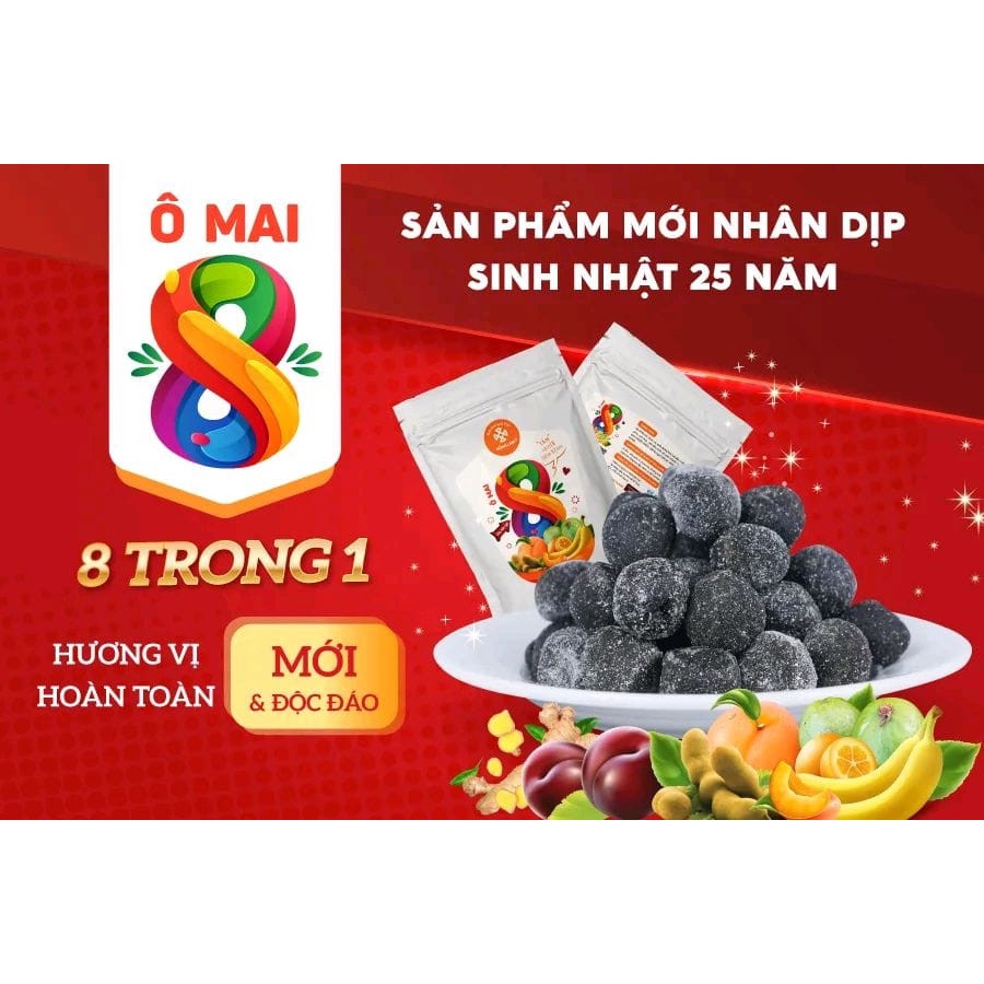 Ô MAI 8 Ô mai Xí Muội Hồng Lam