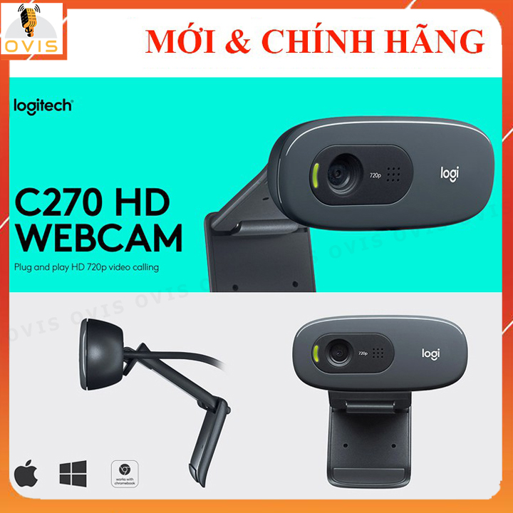 Logitech C270 - Webcam Máy Tính Video Trực Tuyến 720P, Tích Hợp Chống Ồn [BH 24 THÁNG]
