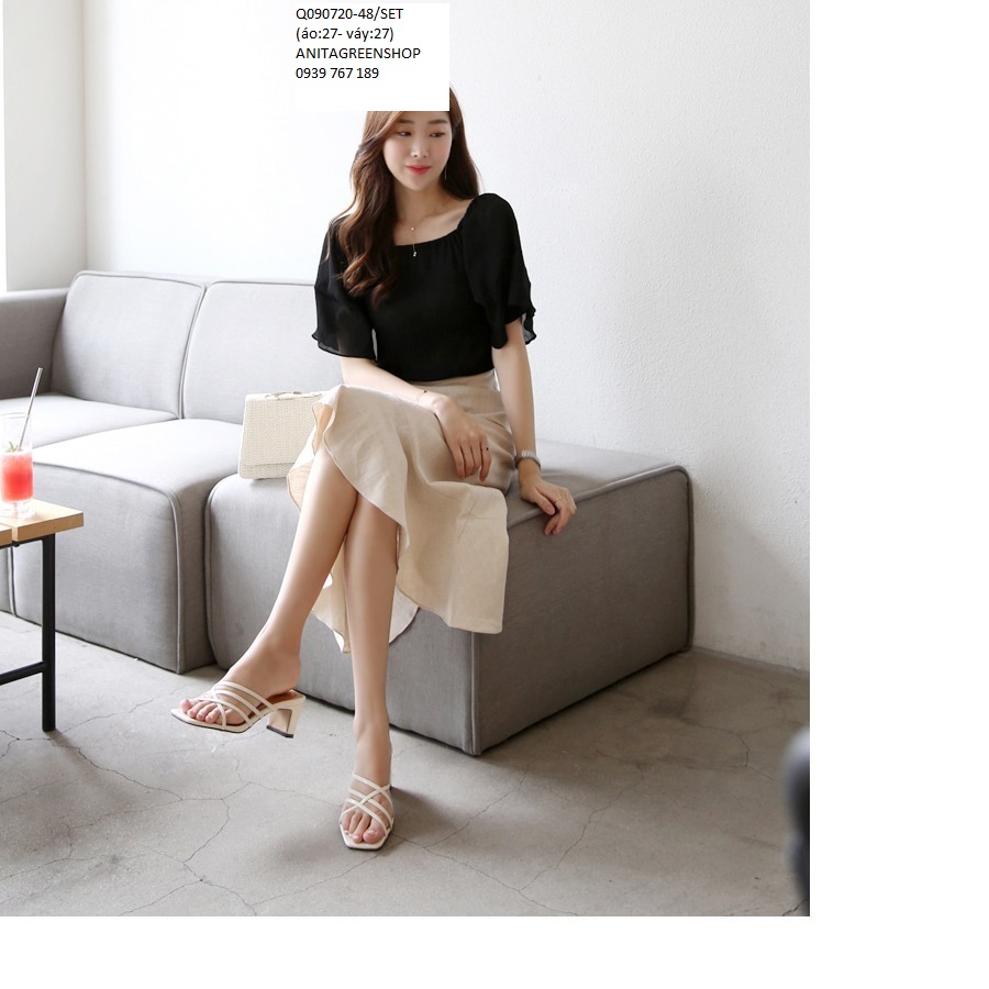 Q090720  SET ÁO VOAN PHỐI CHÂN VÁY