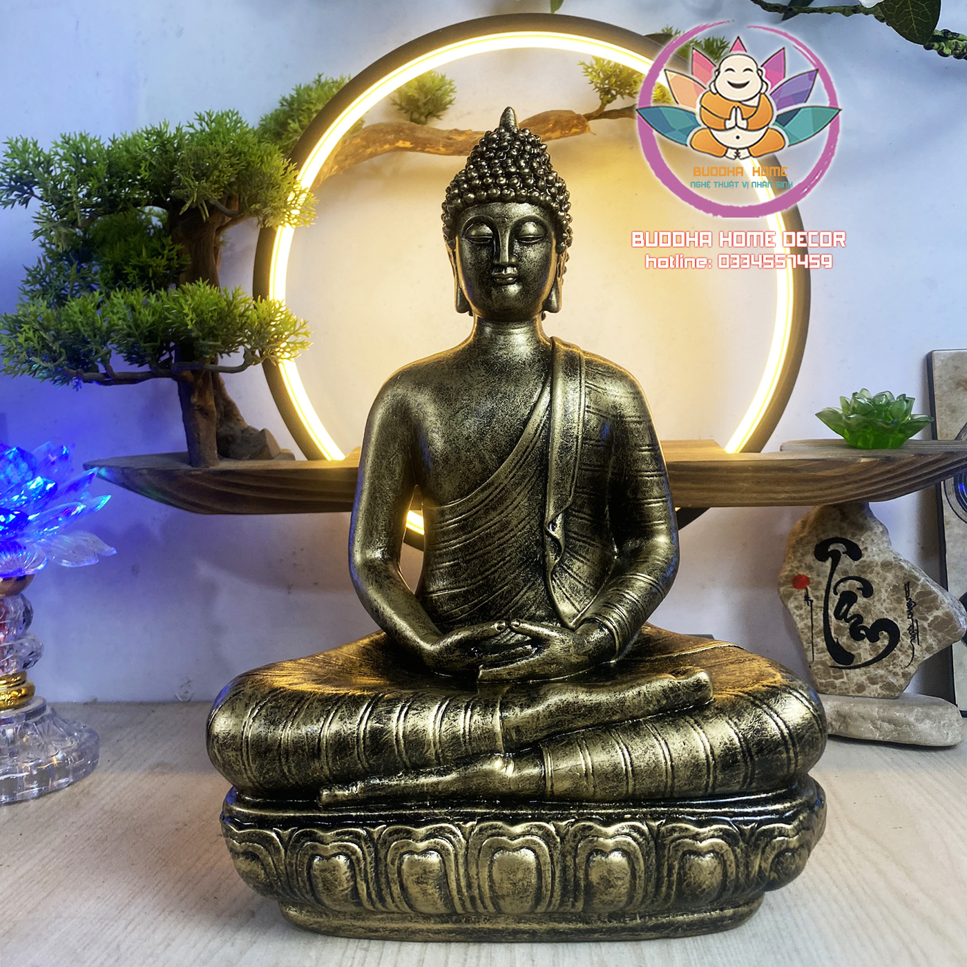 Tượng Thích Ca style Thái 30cm màu trắng sứ