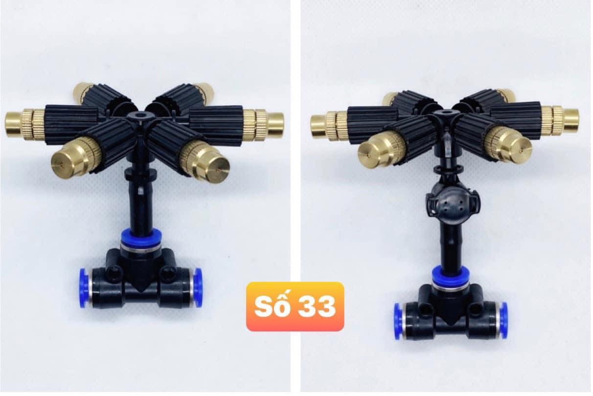 Bộ béc  bép bét đồng 6 hướng, cánh, cửa phun sương tưới cây tưới lan,