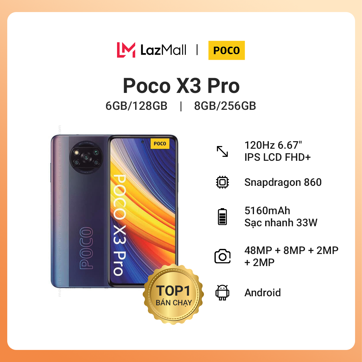 Điện thoại POCO X3 Pro (6GB/128GB | 8GB/256GB) - Hàng chính hãng DGW - Bảo hành 18 tháng - Trả góp 0%