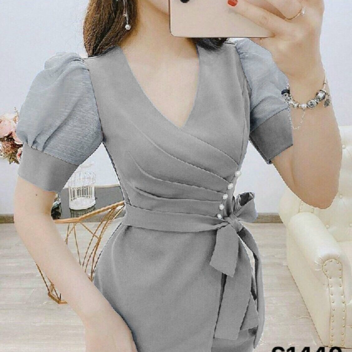 [HCM]SÉT BỖ EO CÀI NƠ ĐÍNH CƯỜM EO THỜI TRANG THANH LỊCH