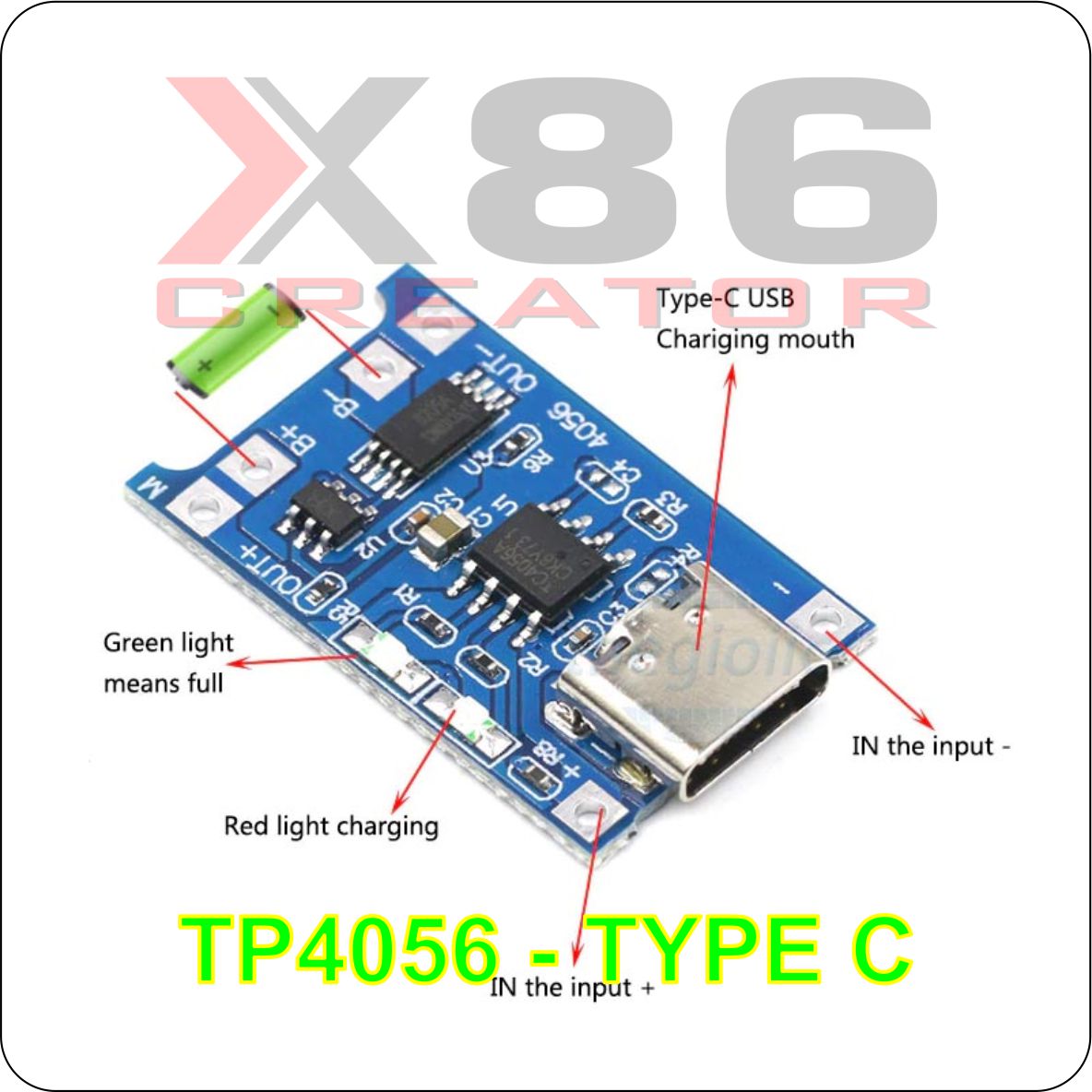 TP4056 MẠCH SẠC + BẢO VỆ 1A PIN LITHIUM CỔNG USB TYPE C