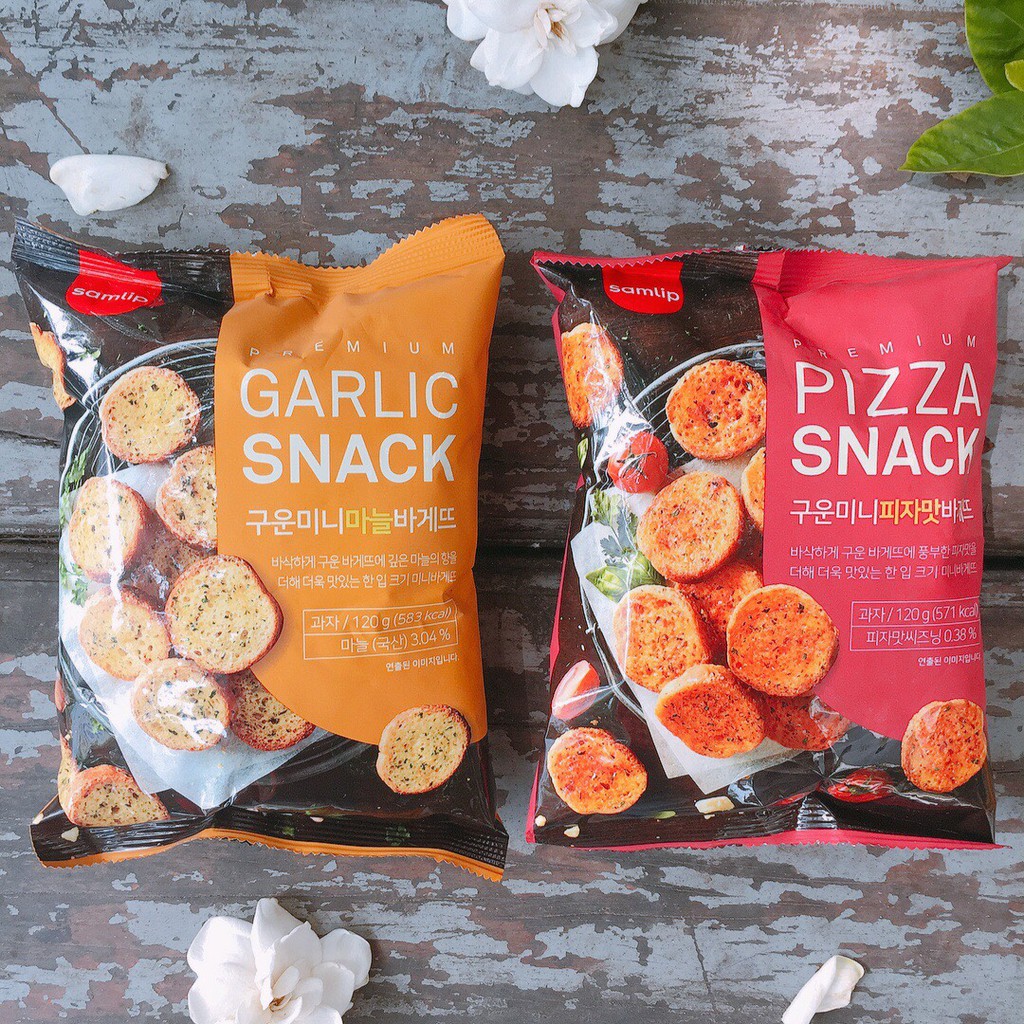 Snack bánh mỳ pizza Hàn Quốc gói 120g (vị Pizza Snack,Garlic Snack)