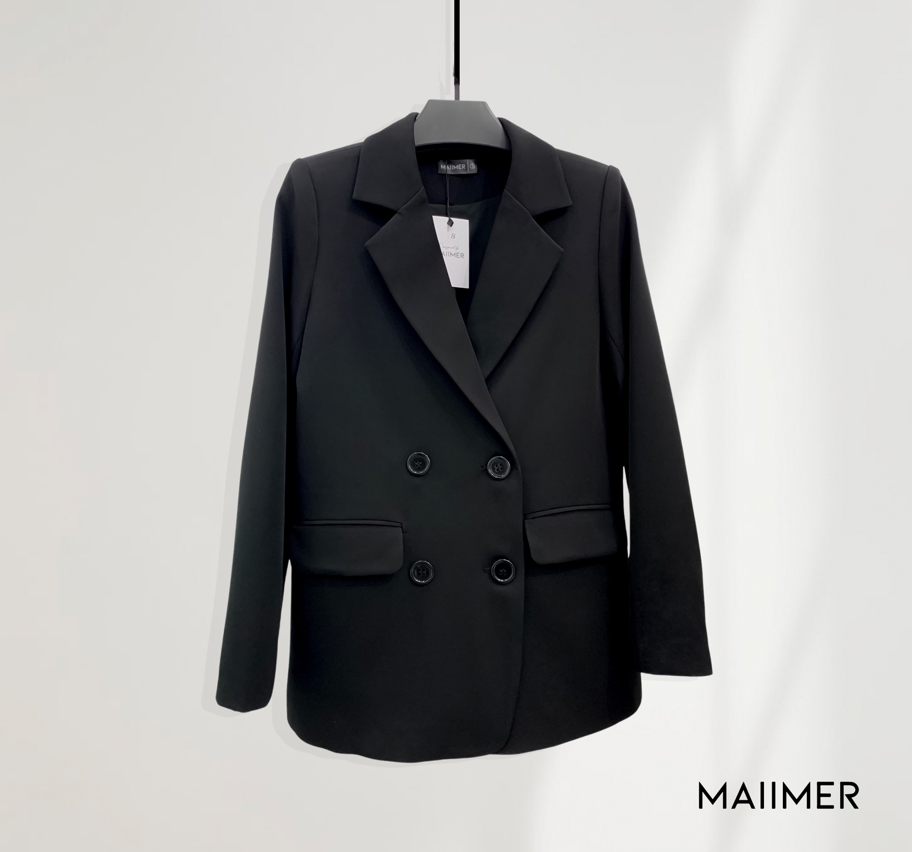 Maiimer - Blazer đen phom suông Stella