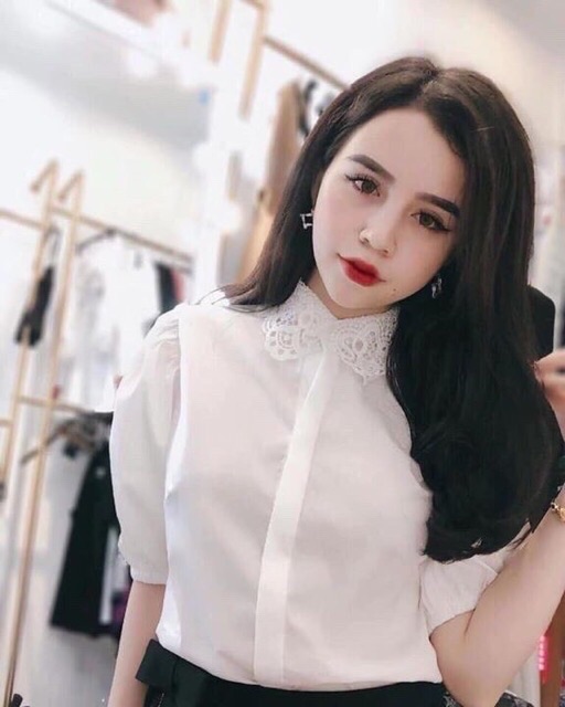 Áo Sơ Mi Cổ Ren Tay Bồng