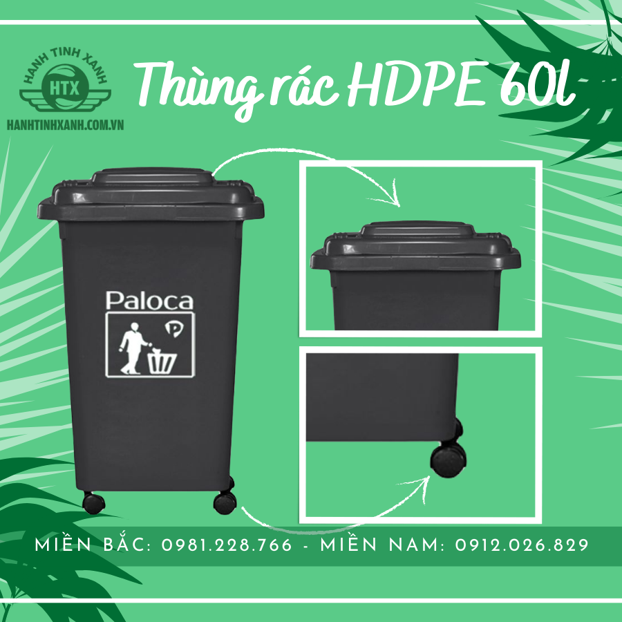 Thùng rác nhựa HDPE 60 lít